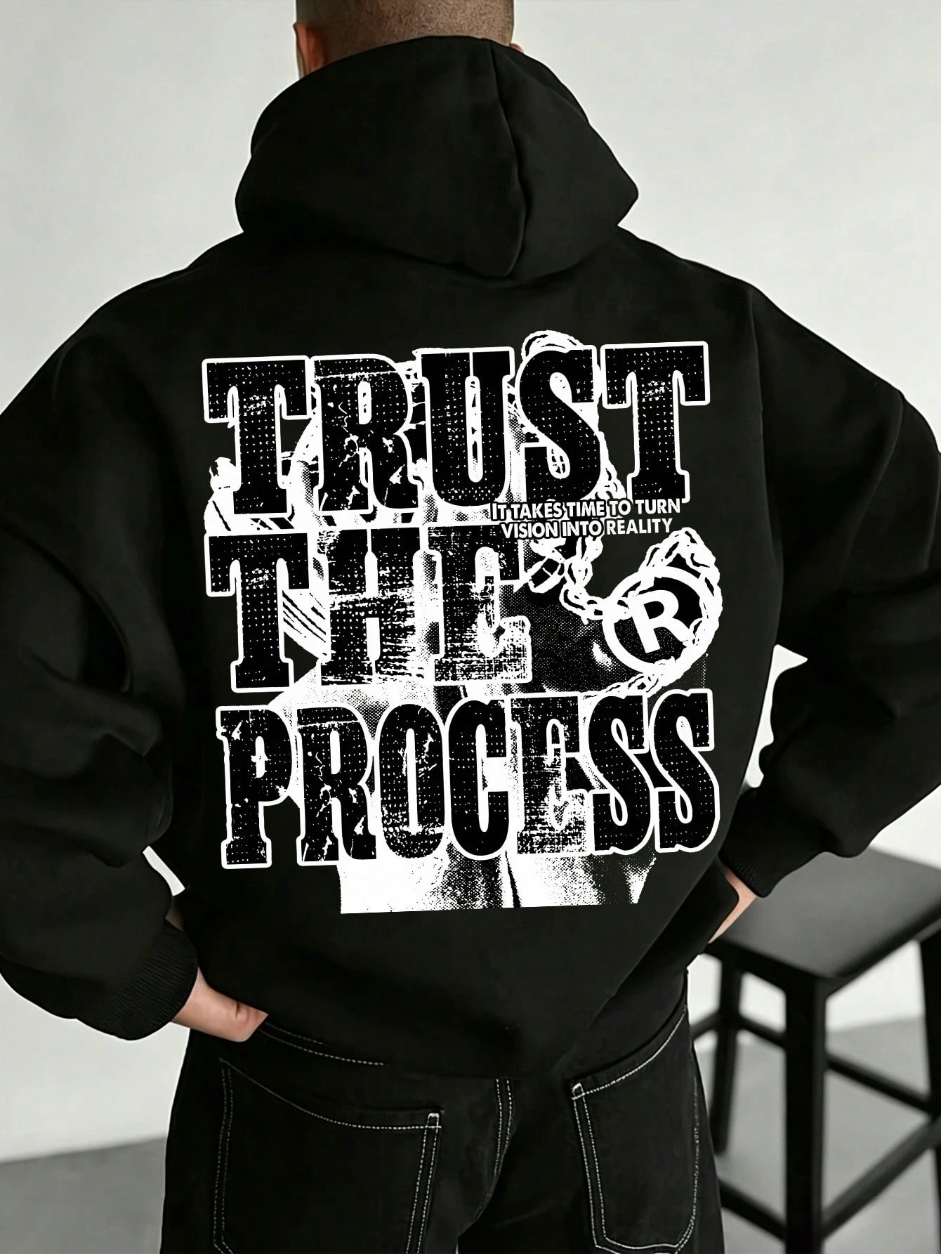 Men's Drawstring Hoodie, Y2K Printed With The Words 