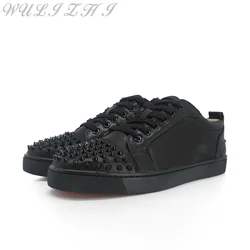 Casual Black Studded Sneakers Designer Leather Flat Comfort Lace Up Men Shoes Customized Multicolor Women's Casual Shoes