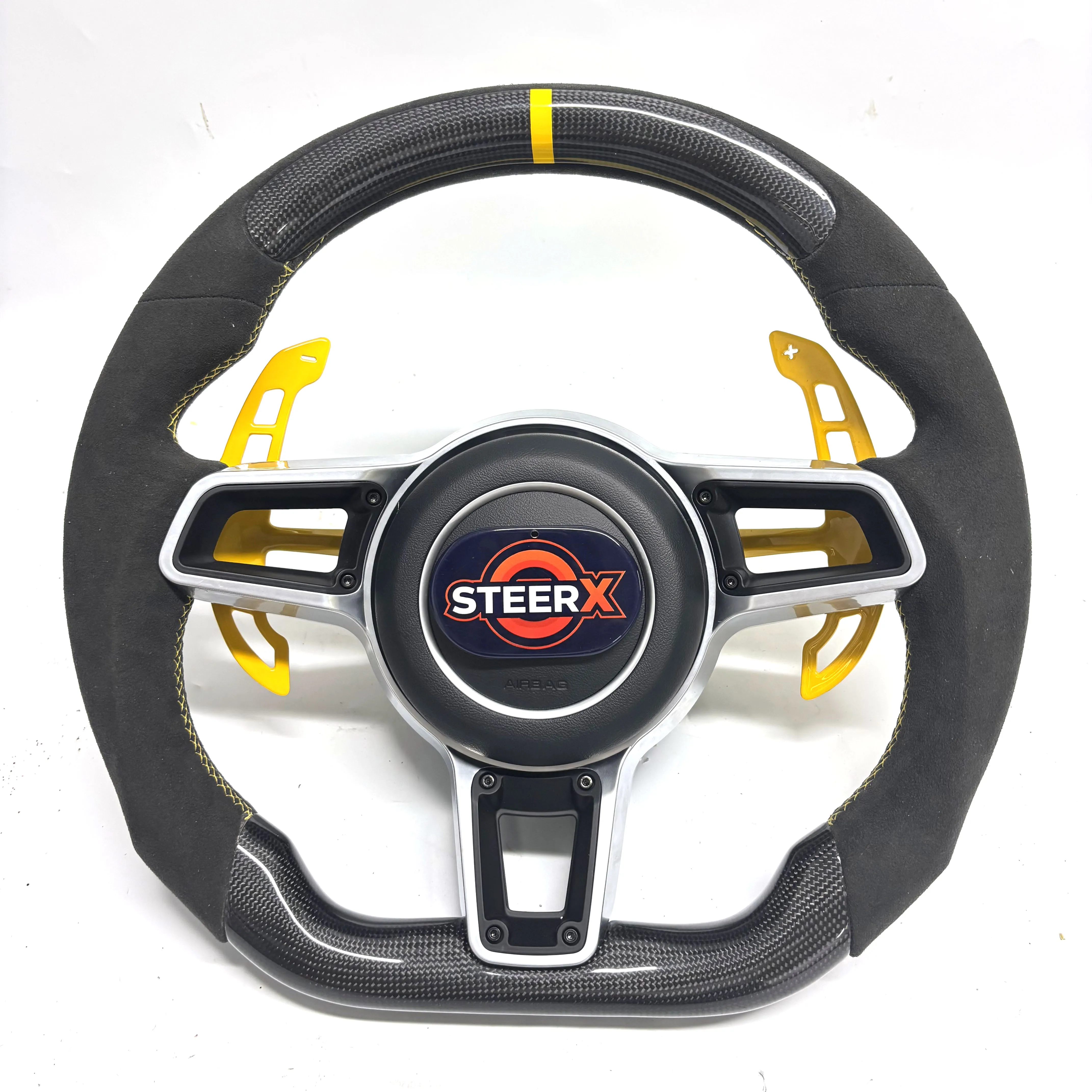 

Черный руль из углеродного волокна и алькантары для Porsche 991.2 911 997 718 Cayman/Boxster