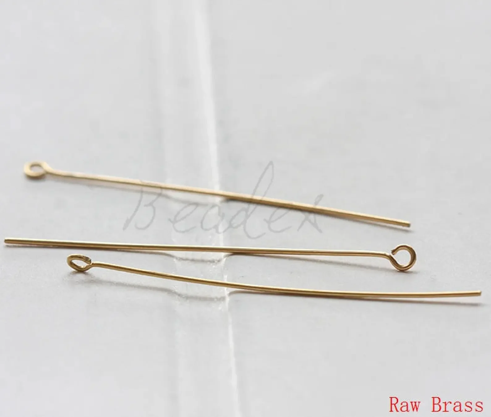 DIY Supply-100 Pieces Raw Brass Finding Eye Pin - Brass Base - 50x0.7mm (3567C-V-21)