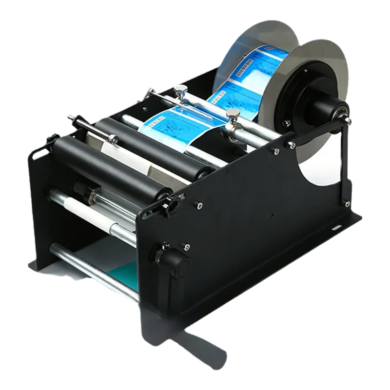 Simple Manual Round Bottle Labeling Machine Hand Crank Label Applicator With Handle For Cylindrical Jar Can Tube