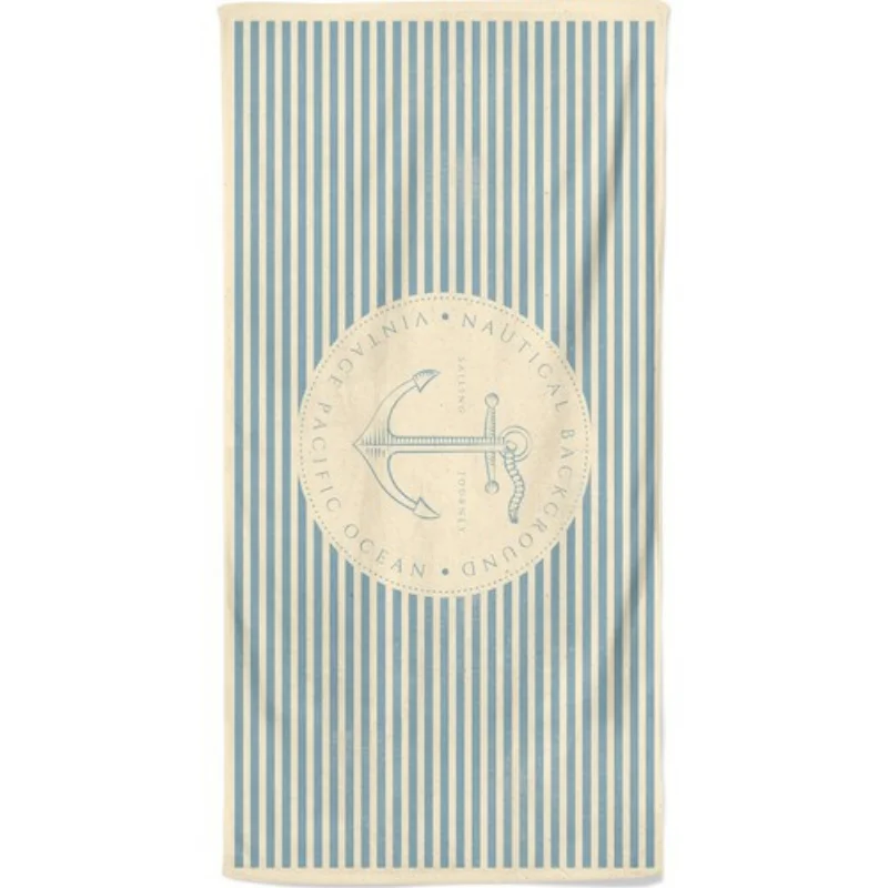 Beach Towel 100% Turkish Cotton Anchor Pattern Can Be Used in Women's And Men's Sunbeds Quick Drying Absorbent Feature Bath Pool