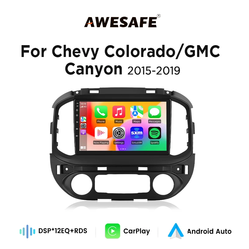 AWESAFE Android Wireless CarPlay Car Radio For Chevy Colorado GMC Canyon 2015 2016 2017 2018 2019 Built In Wireless Carplay Android Auto GPS Navigation Bluetooth 5.0 4G LTE 5G WiFi AI Voice Control