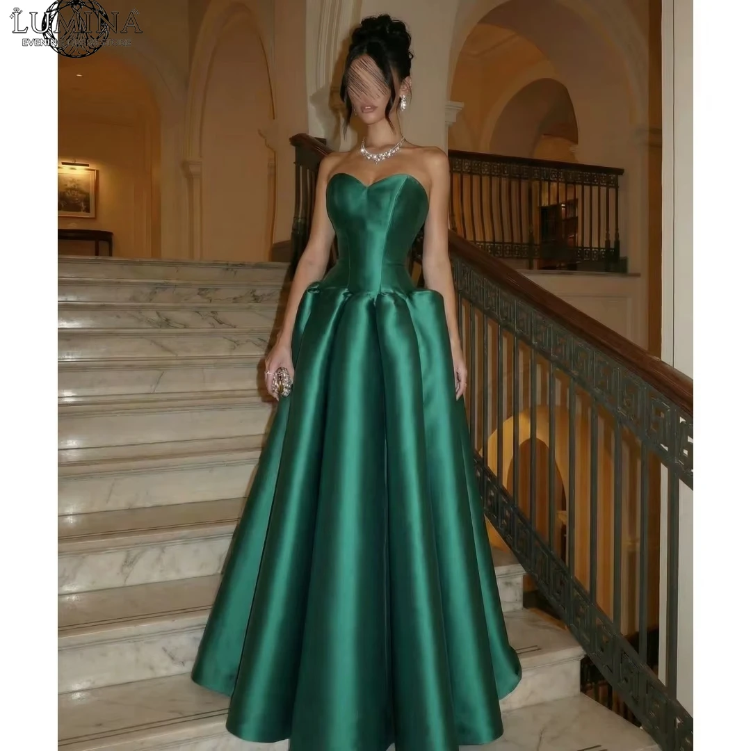 Vestido de Gala Lumina A Word Corset 2026 para Mujer, Vestido de Lujo de Satén Elegante para Eventos Especiales, Vestido de Noche con Solapa para Baile de Graduación