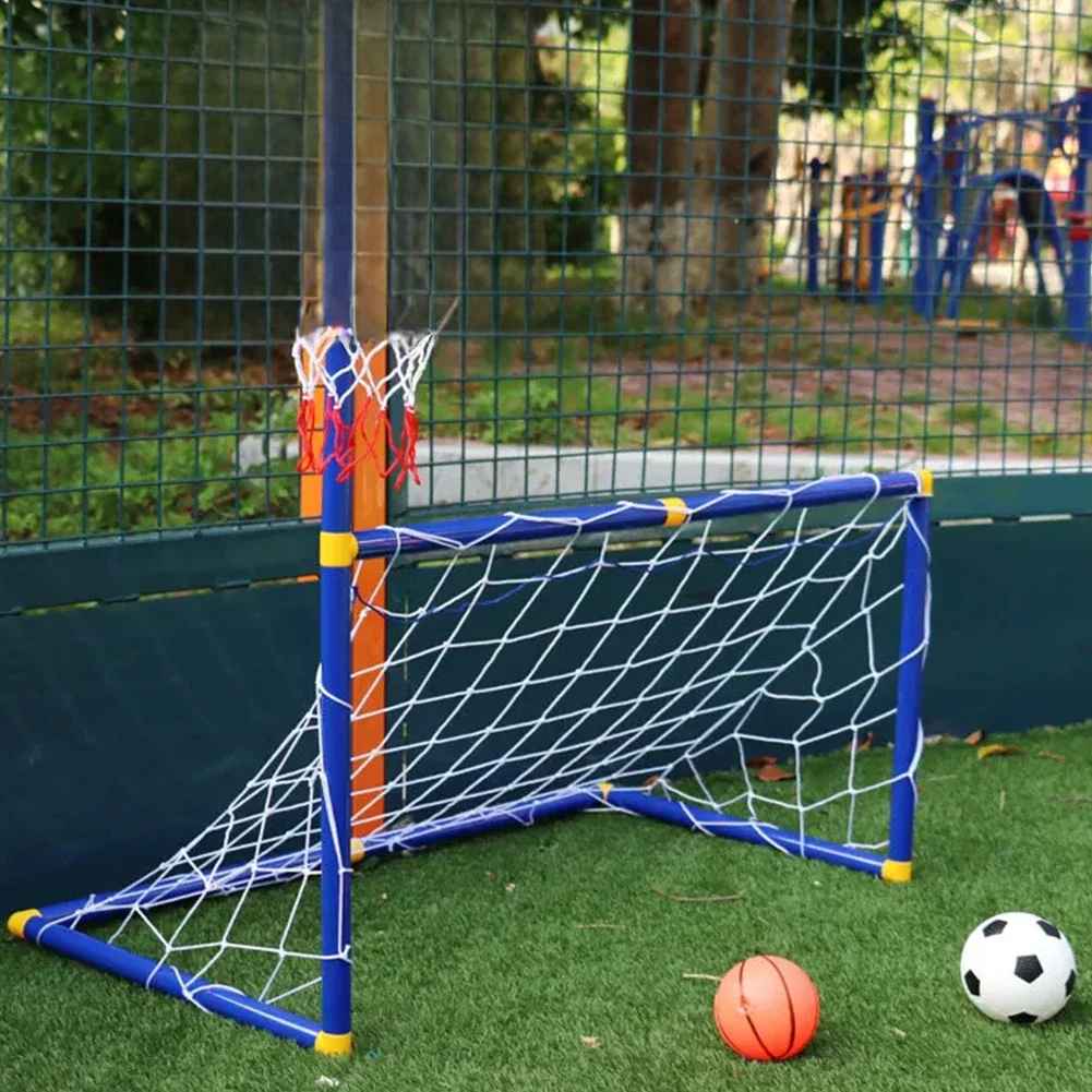 Ensemble de poteaux de porte de football pour tout-petits, poignées amovibles, jeux amusants, jouets avec support de basket-ball, but de football