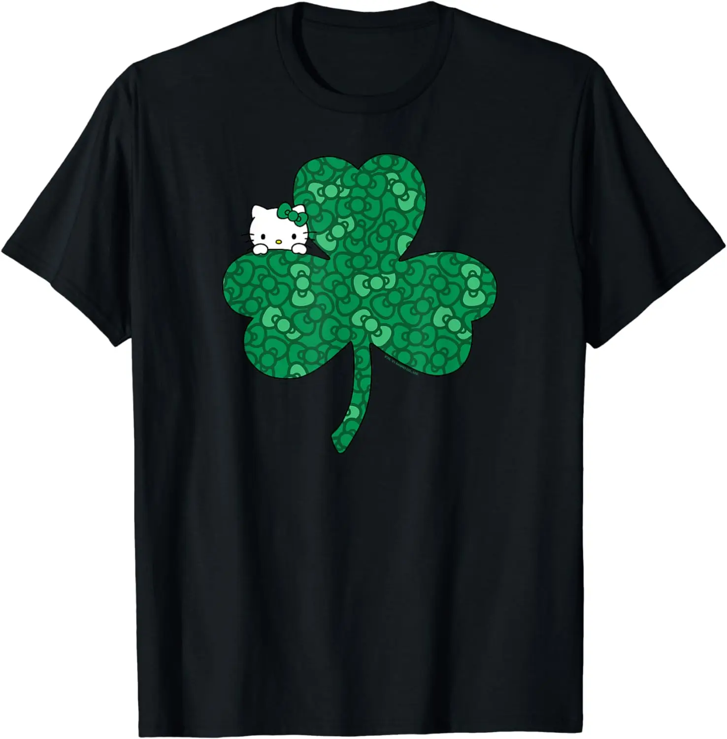 New Sanrio & Hello Kitty Clover and Bow St. Patrick's Day Summer Boys and Girls Casual T-Shirt Kid/Adult Comfortable Streetwear