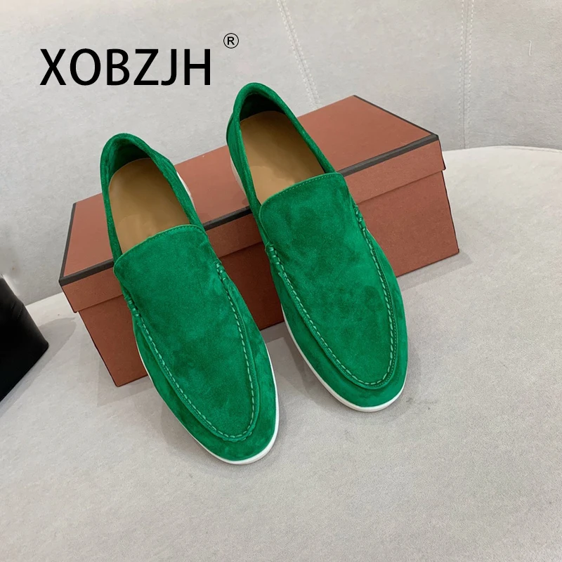 No Logo-Luxury Designer Suede Leather Men's Loafers Spring and Autumn Casual Soft Sole High Quality Cashmere Trends Flat Shoes