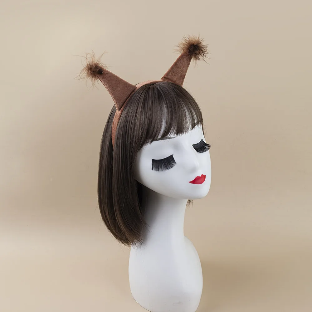 Animal Squirrel Tail Costume Kit Kids Cosplay Hairband for Carnival Halloween Children Costume Accessories Hair Hoop Headdress