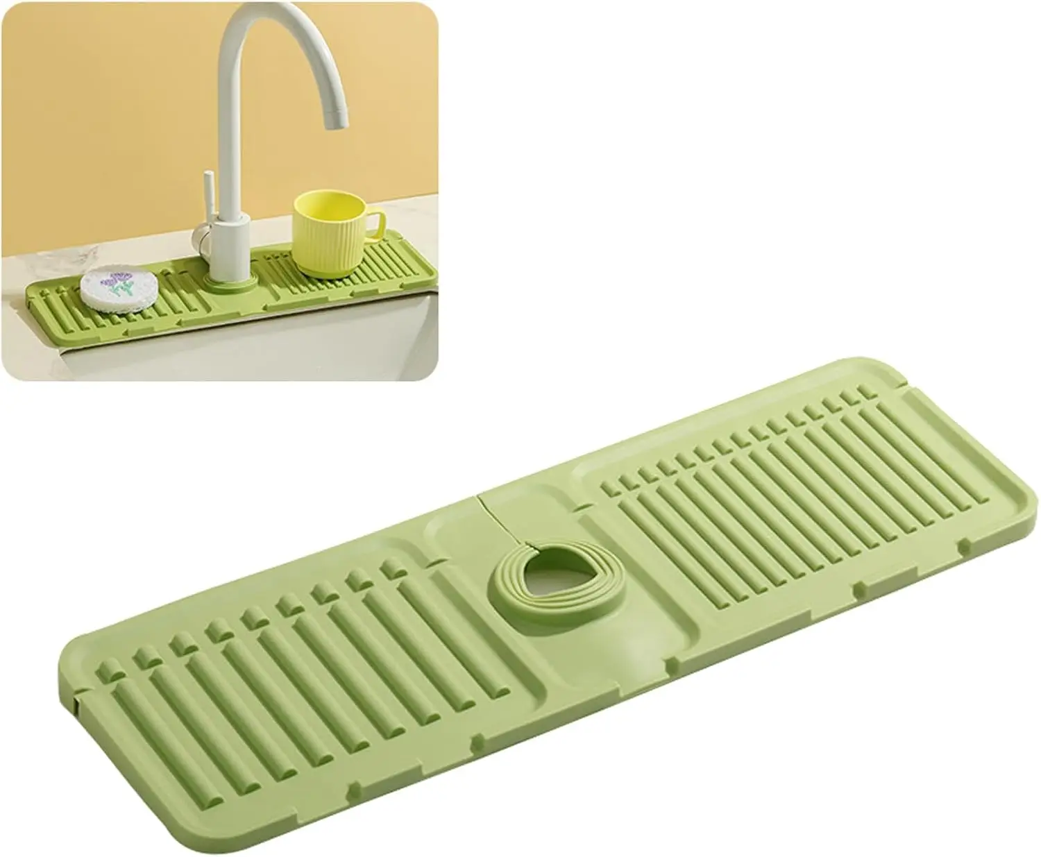 

Faucet Mat for Kitchen Sink - 2024 Upgraded Premium Silicone Splash Guard with Fast Drying Properties - Protective Sink Tray Ide