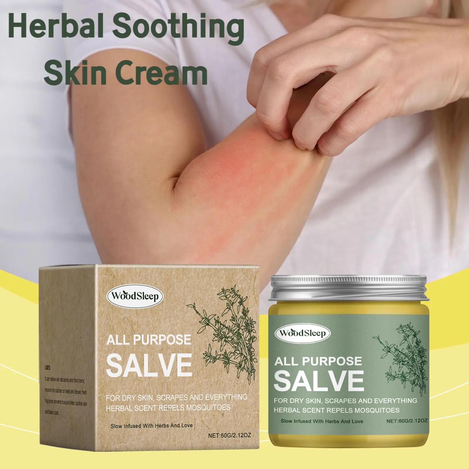 

Woodsleep 60g Herbal Soothing Skin Cream Relieve Body Itching Redness Swelling Mosquito Bites Refreshing Improve Dry Skin Cream