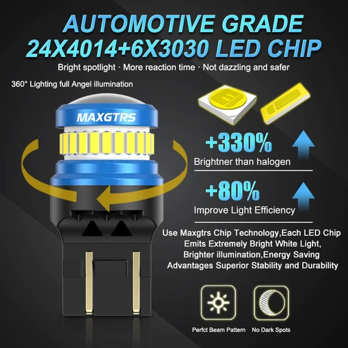 Imagen 2 del producto 2x bombillas LED BA15S P21W S25 1156 7440 W21W T20 4014 3030 lente de proyector de Chip para luces de señal de giro traseras de freno inverso Canbus