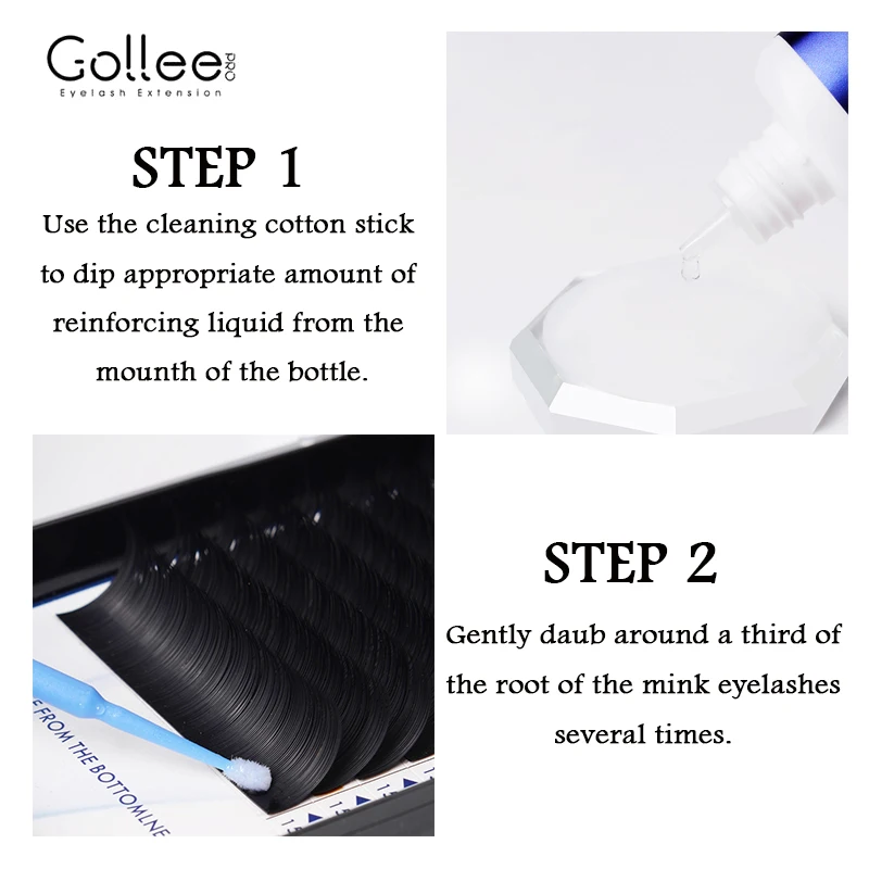 Gollee-Oil Proof Lash Glue, 0. 5S, cola seca para extensão Lash, ondulado, limpeza profunda, proteína de poeira, cola Primer para aplicação Lash