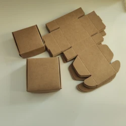 20 Pieces Small Foldable Kraft Paper Jewelry Box 2.5x2.5x1.1 inches  / 2.16x2.16x.98 inches Brown Black Gift Wedding Favor Box