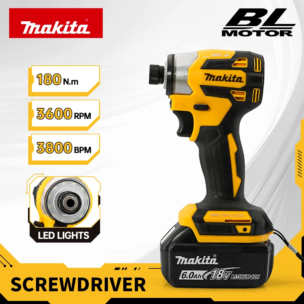 Makita  NEW DTD173 18V Cordless Impact Driver 180 N.m Brushless Electric Drill Screwdriver LED Light Multi-function Househol