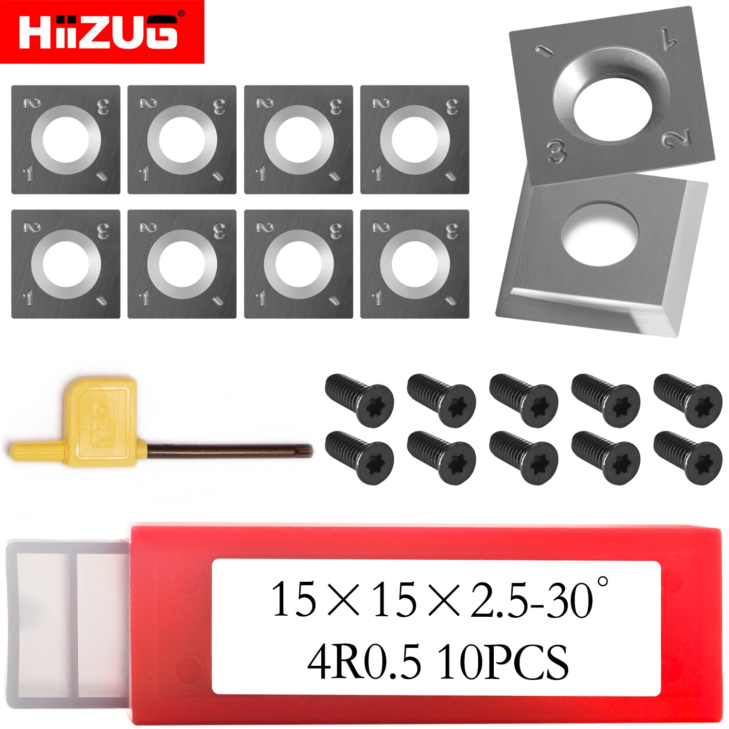 

15mm Square Carbide Inserts Cutters 4 Corners 0.5 Radius for Spiral Helical Planer Head Woodturning Lathe Tools Carpentry Tools