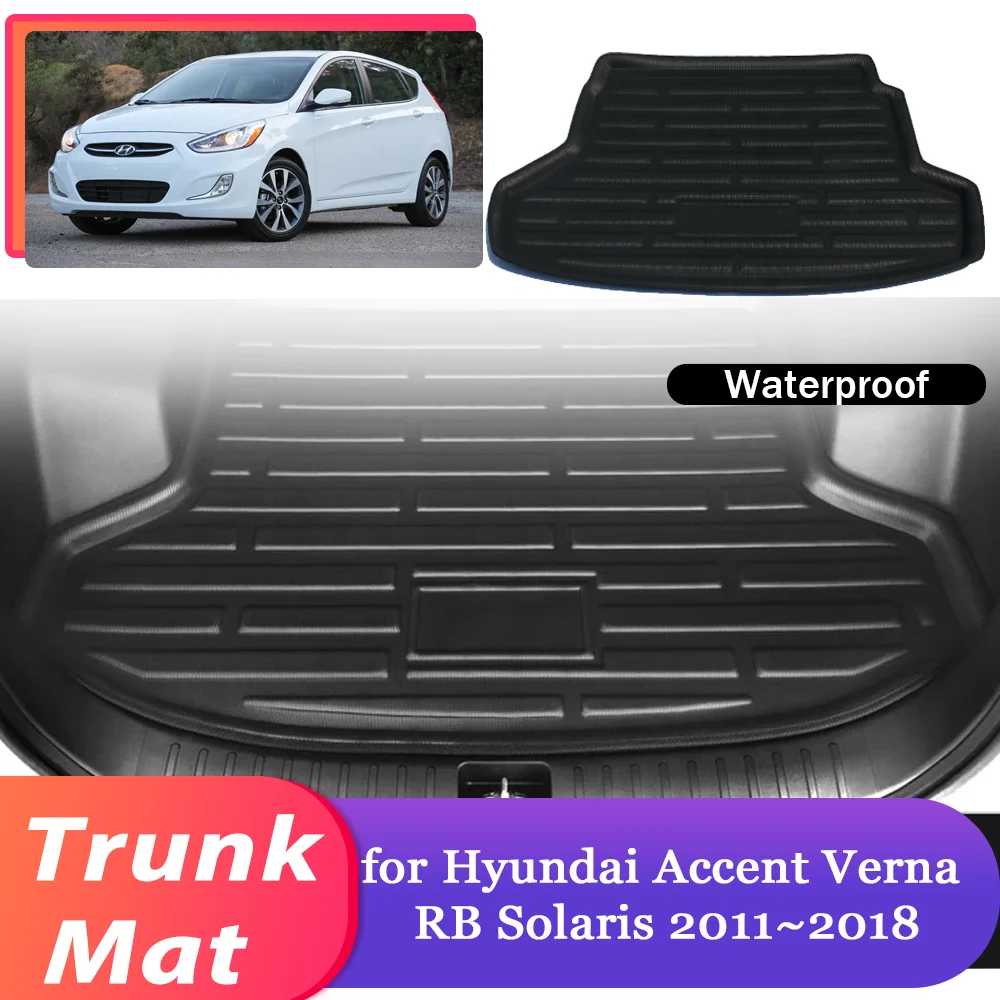 

Автомобильный коврик для багажника для Hyundai Accent Verna RB Solaris 2011 ~ 2018, 2012 2013 2014 2015 2016 2017 водонепроницаемый коврик для багажа, подкладка для Карго, ковер, аксессуары