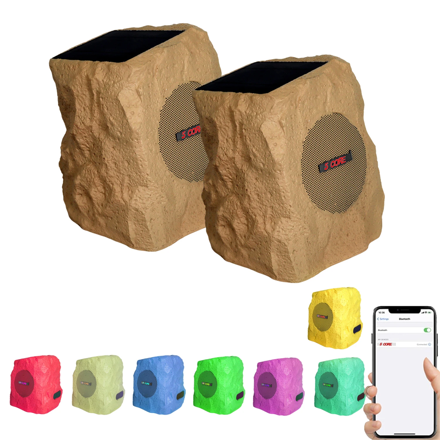 

5 Core Outdoor Speakers Bluetooth Waterproof Wireless Linkable Multi Connect 10W Pool Patio Garden Rock Subwoofer GRDNSPK MC PEA
