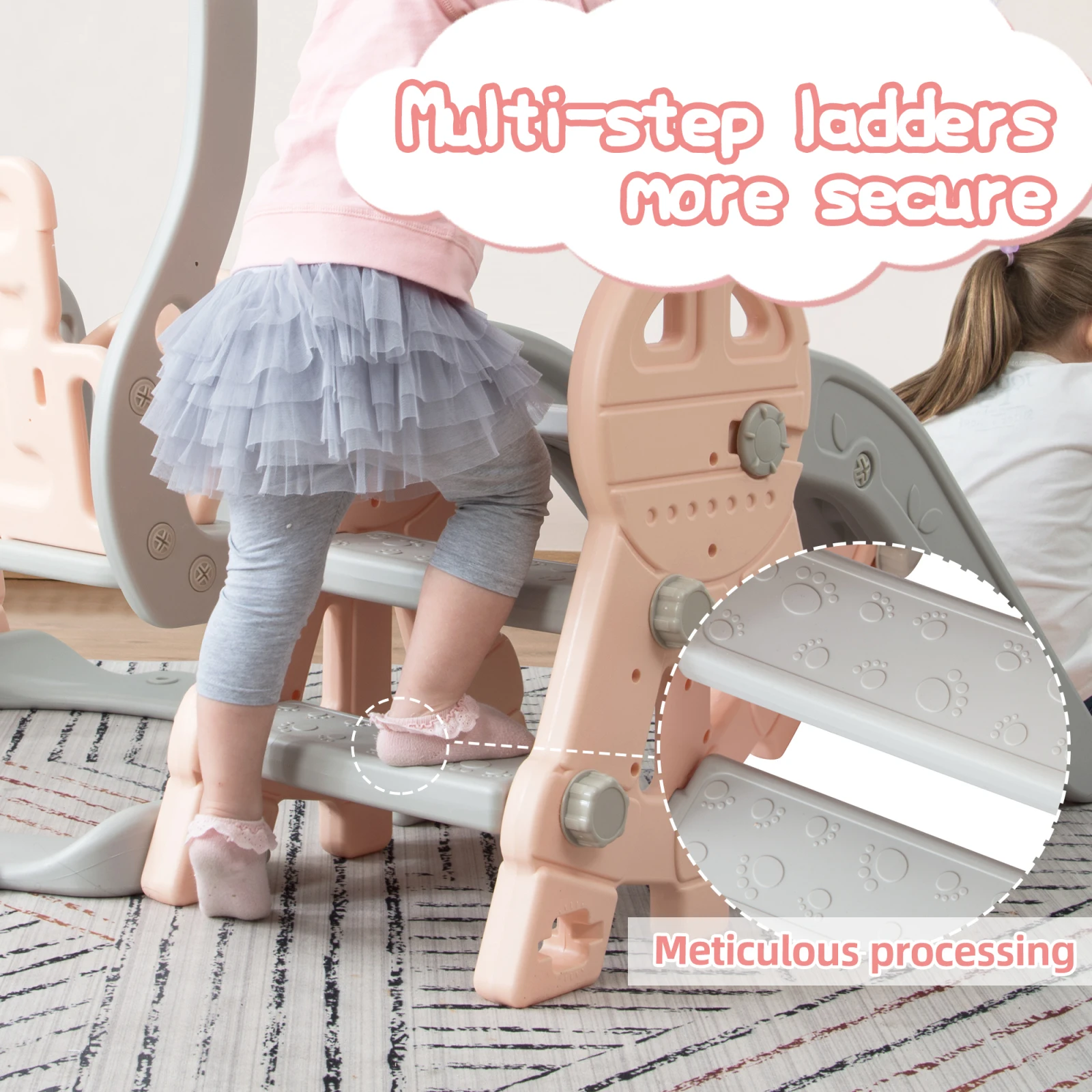 شرائح أطفال 4 في 1 مع سلم تسلق، طوق كرة سلة، نفق منزلق ولعب، للأطفال من عمر سنة واحدة، داخلي وخارجي