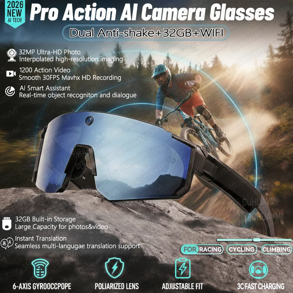 AI Smart Glasses 800W Camera HD Anti-Shake