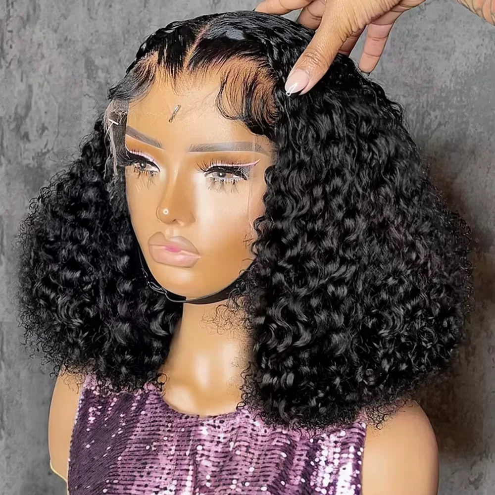 

250% Curly Short Bob Wigs 4x4 Lace Closure Wigs Brazilian 100% Human Hair Deep Wave 13x4 Hd Lace Front Wig For Women