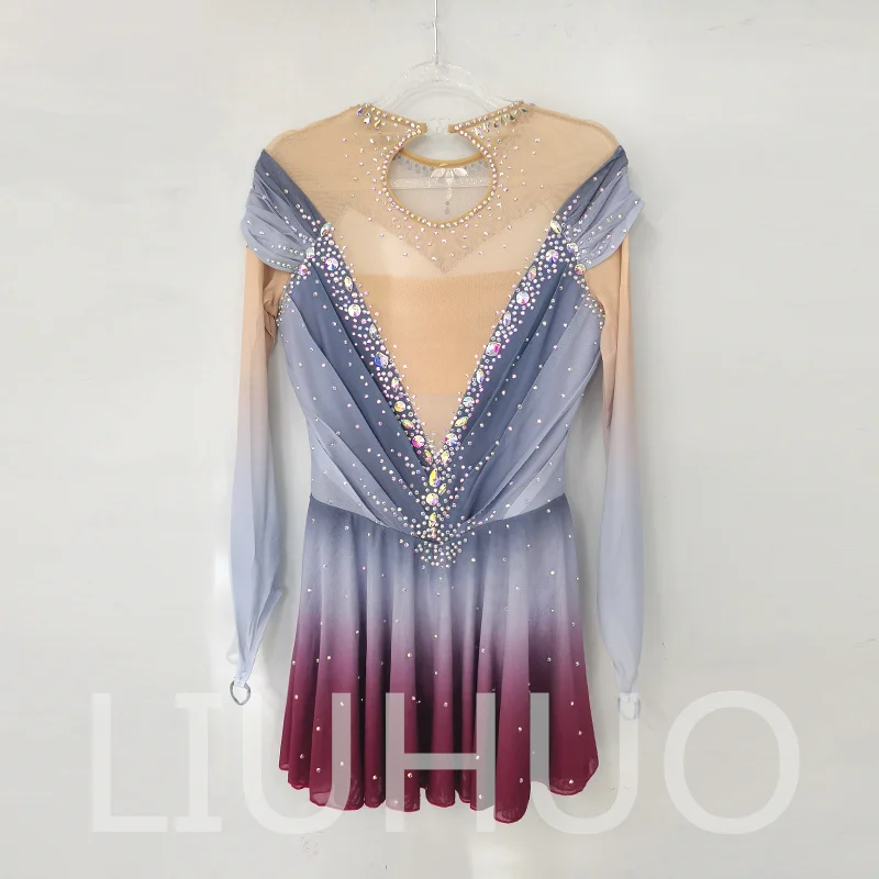 LIUHUO Ice Figure Skating Dress Girls Women Teens Stretchy Spandex Competition Wholesale