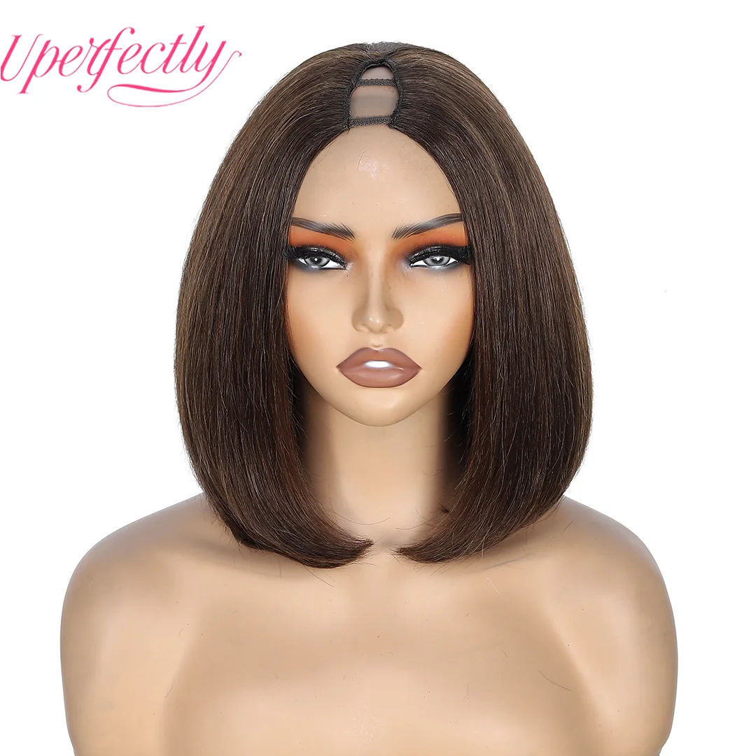 

Uperfectly V Part Wig Human Hair Straight Bob Wigs European Remy Hair Short Bob Human Hair Wigs Clip In V Part Wig Human Hair