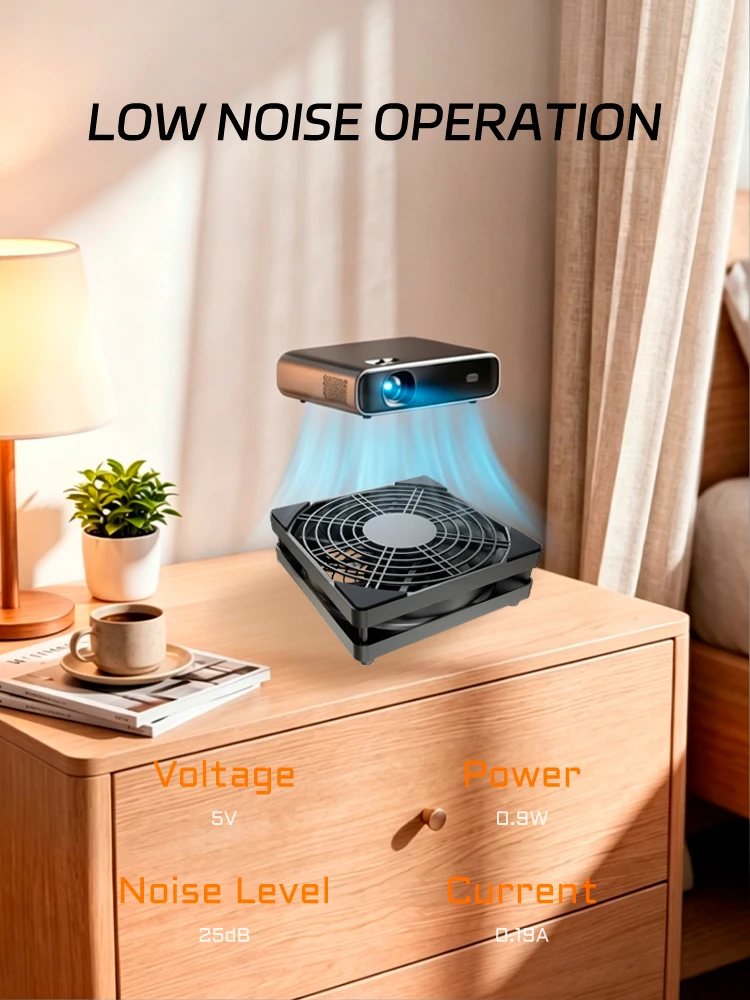 5V USB-betriebener 125mm Router-Kühlventilator mit Ein-/Aus-Schalter und Geschwindigkeitsregler für Modem, NAS, Set-Top-Box und andere Geräte zur Wärmeableitung. – Detail 11