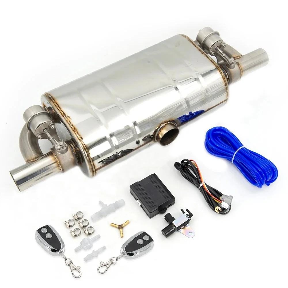 Auto-Auspuff, elektrischer Schalldämpfer mit variablem Ventil, Fernbedienungsknopf, Edelstahl, T-Form, eins in zwei Ausgänge