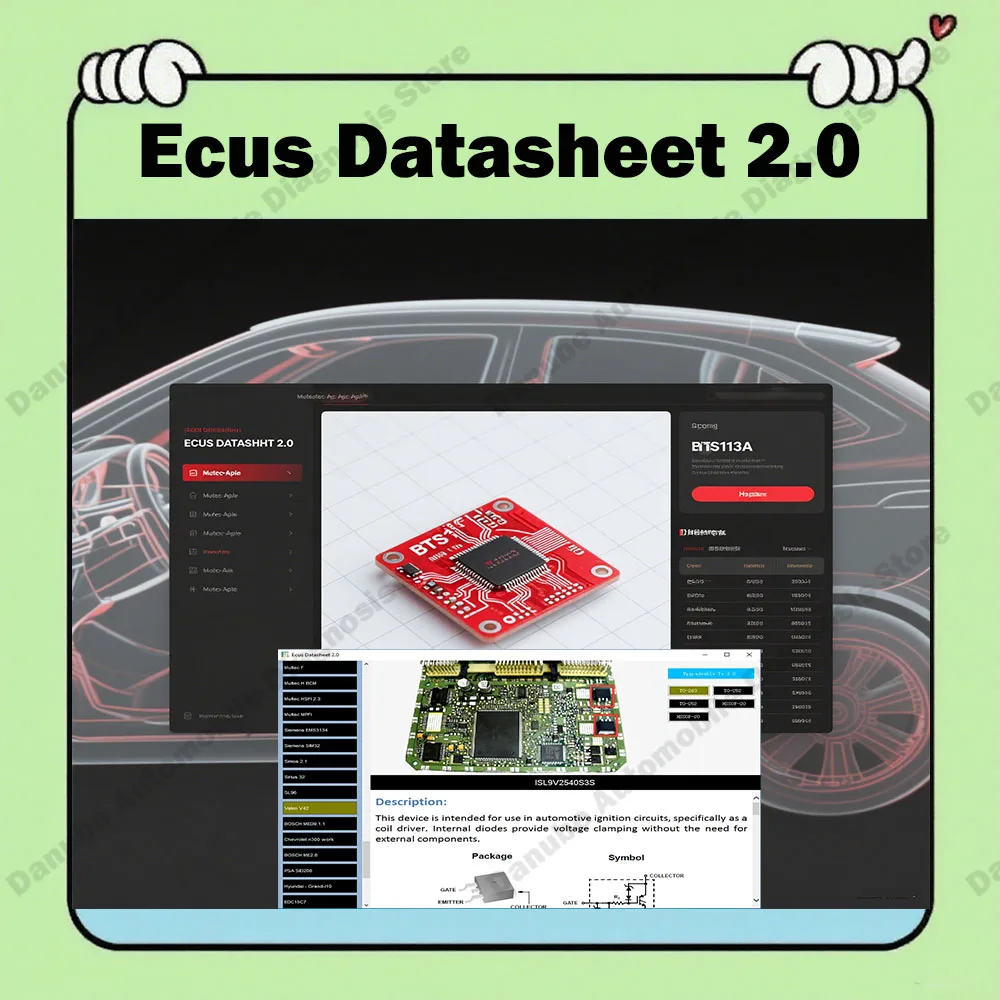 

Ecus Datasheet 2.0 Repair Software Newest Car Tools with PCB Schematics And Car Electronic Components Additional Information