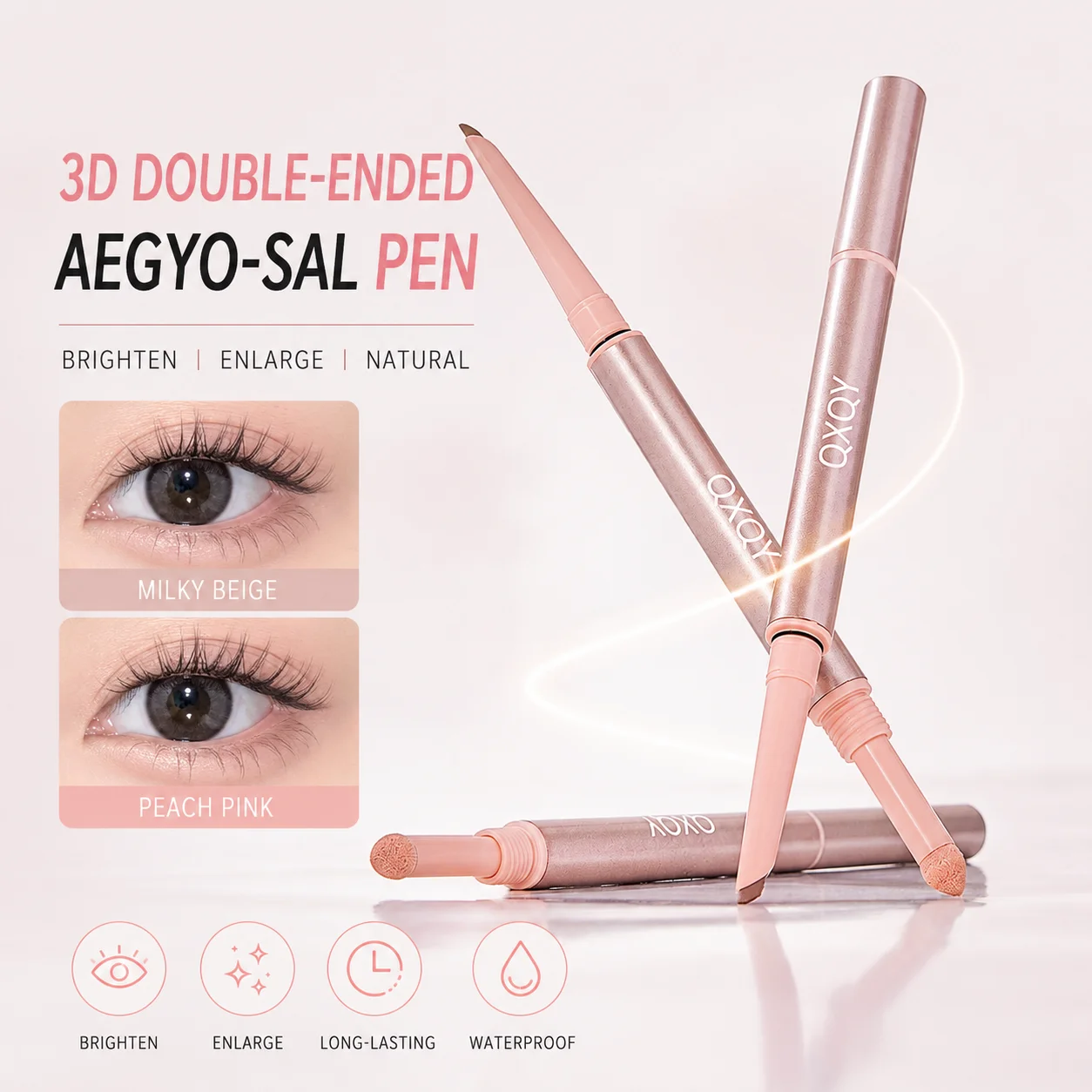 QXQY Dual‑End Under‑Eye Highlighter Pencil, Smooth Easy‑Draw Natural Stereo Eyeshadow Pen, Daily Eye Makeup Cosmetic