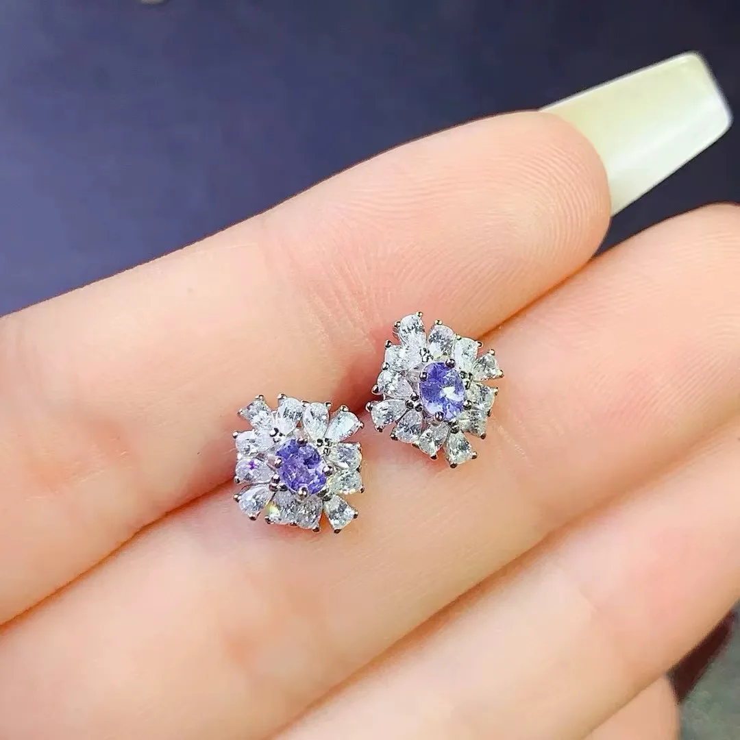 

KJJEAXCMY Fine Jewelry Natural Tanzanite Women's Earrings S925 Silver Electroplated platinum give girlfriend a birthday Gift