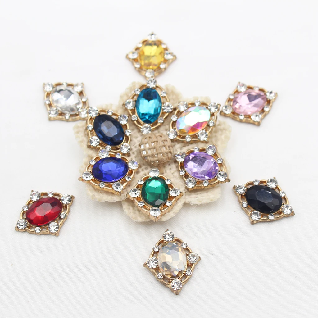 10Pcs Vintage Crystal Sew on Component for DIY Brooch Craft, Hair Jewelry Making, Bead Embroidery, Rhinestone Embellishment