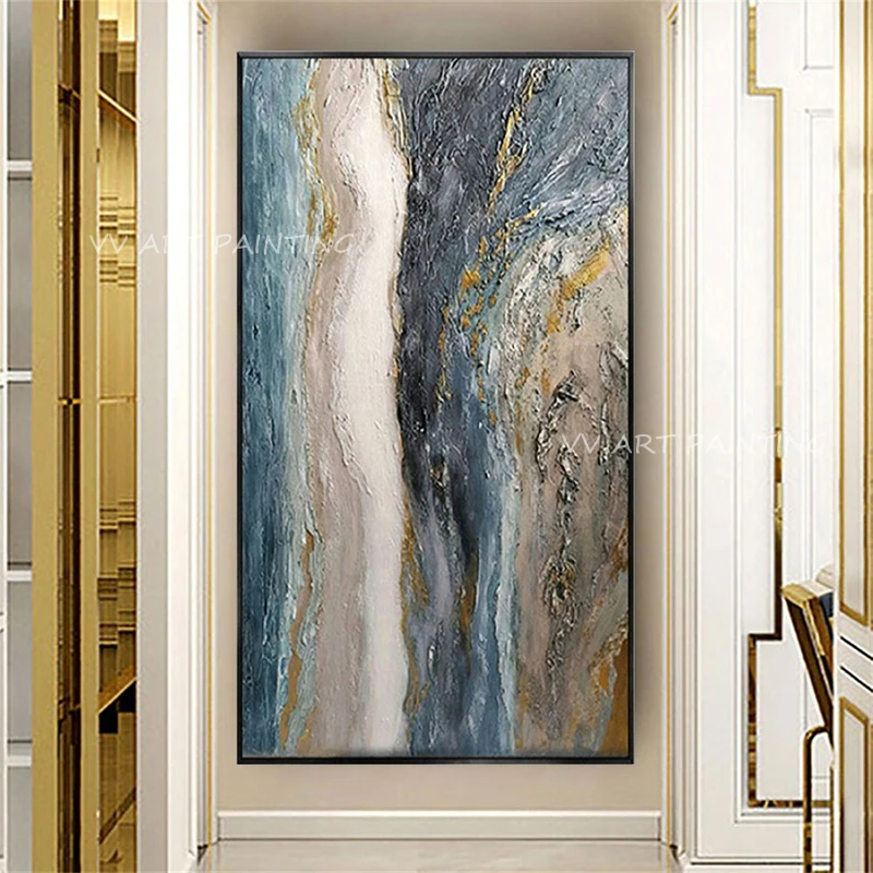High Quality gold foil ocean abstract thick landscape artwork large size handmade Oil Painting Modern Living room Home Decor