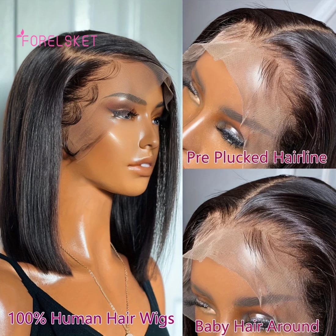 Bob Style Human Hair Wig HD Lace Front 150% Density Pre-Plucked Natural Hairline - Versatile Lengths 8-16 Inch - Comfort Fit Cap