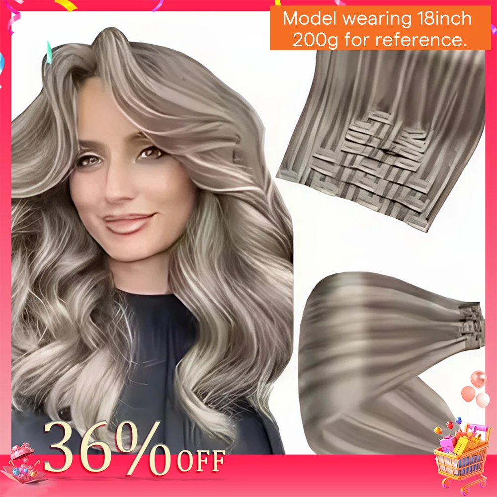 Full Shine Clip in Hair Extensions Human Hair 120g Seamless Invisible Clip In Extensions Human Hair Remy Balayage Blonde Color