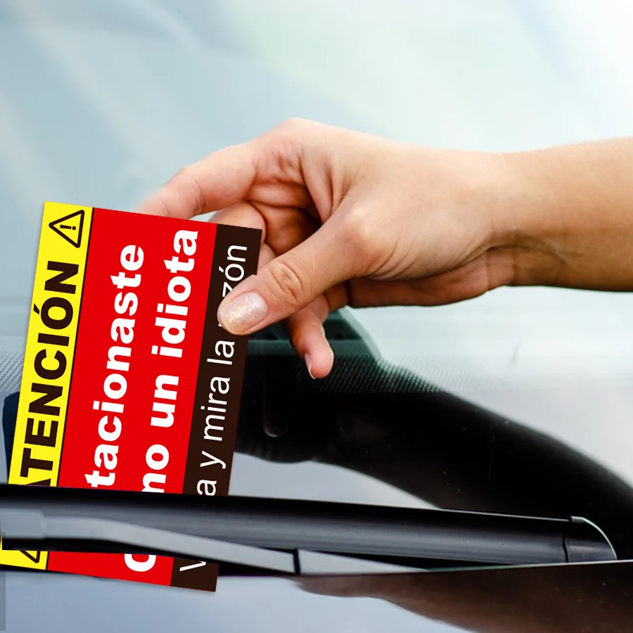 100 pcs Spanish Parking Violation Cards - Unauthorized Parking Reminder, No License Zone Alert, with Pre-Printed Message.