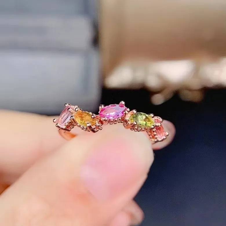 KJJEAXCMY gioielleria raffinata argento sterling 925 intarsiato tormalina naturale donne particolare moda stile cinese anello con gemma supporto detec