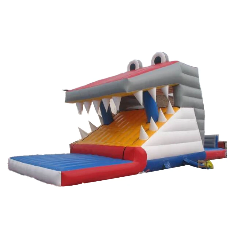 

New Shark inflatable game Popular land slide double climbing slides