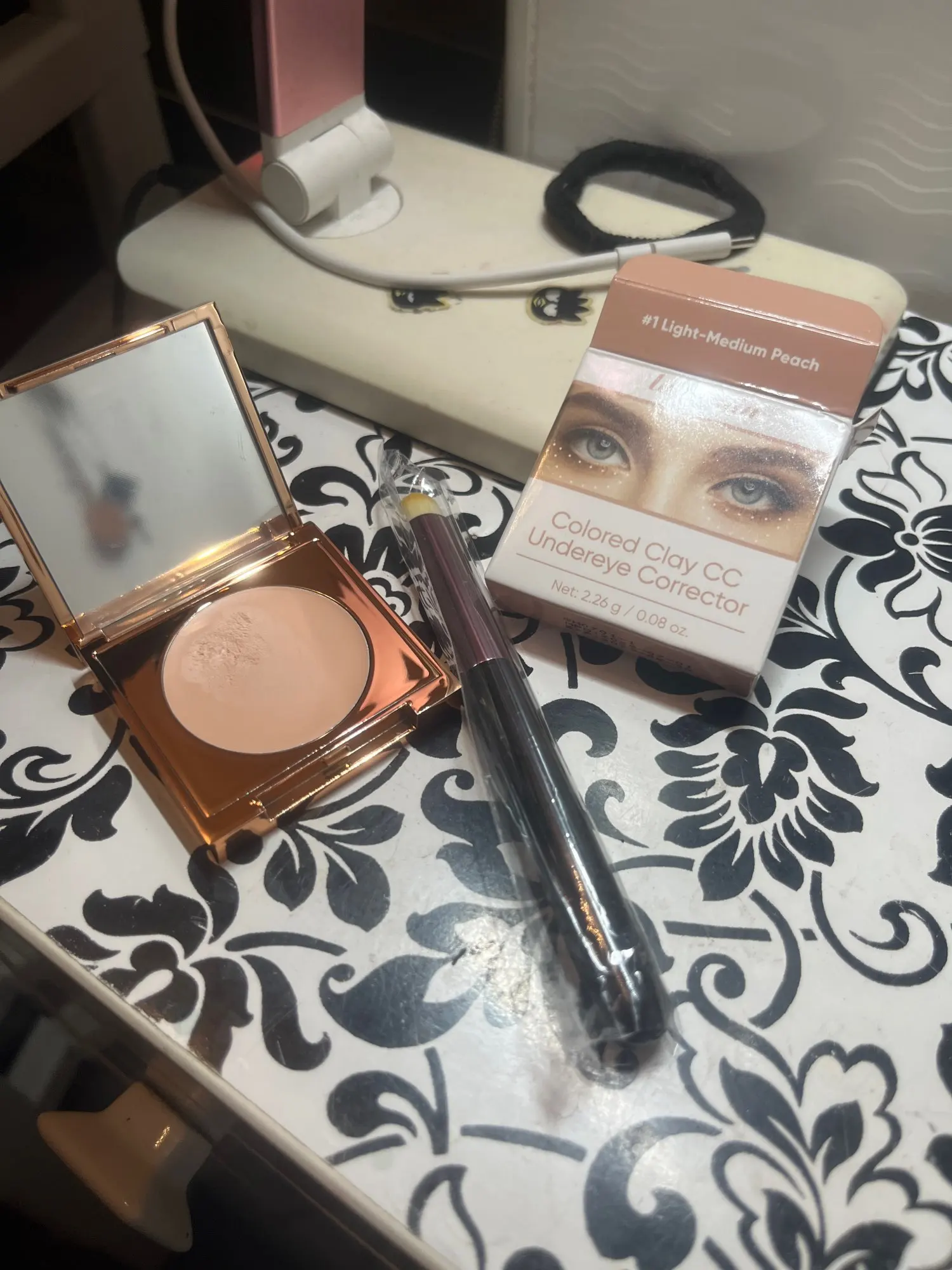 Eye Concealer Corrector With Brush Moisturizing Natural Foundation Long Lasting Waterproof Cover Dark Circles Under Eye Makeup photo review