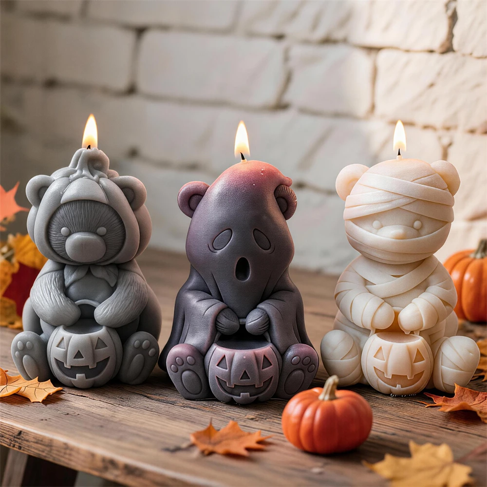 Halloween Pumpkin Skull Haunted House Wizard Hat Silicone Mold Gnome Ghost Skeleton Resin Plaster Mold DIY Gothic Home Decor