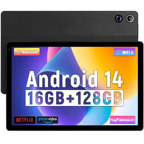 10 Inch Tablet Android 14 Tablets 16GB RAM 128GB ROM 1TB TF Card Expandable Octa-Core Widevine L1 Face ID Wi-Fi Fast Charging
