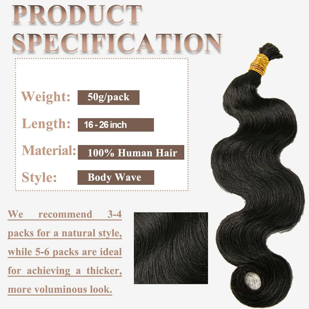 شعر تجديل بشري مموج لضفائر بوهو بدون لحمة شعر بشري لعذراء السائبة 100% شعر بشري للتضفير 16-26 بوصة