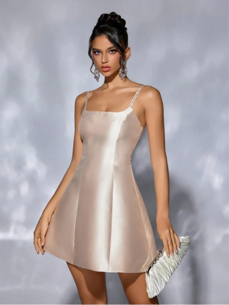 D&M Fashion Kleid mit offenem Rücken, Party, Nachtclub, ärmellose Passform, schmale Minikleider