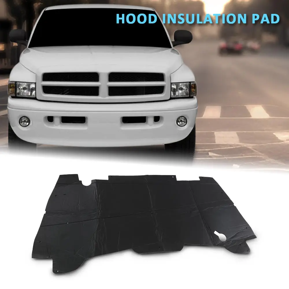 

Front Hood Engine Sound Insulation Pad Heat Blanket Fiberglass with Oe Clips Fit for 94-01 Dodge Ram 2500 Black