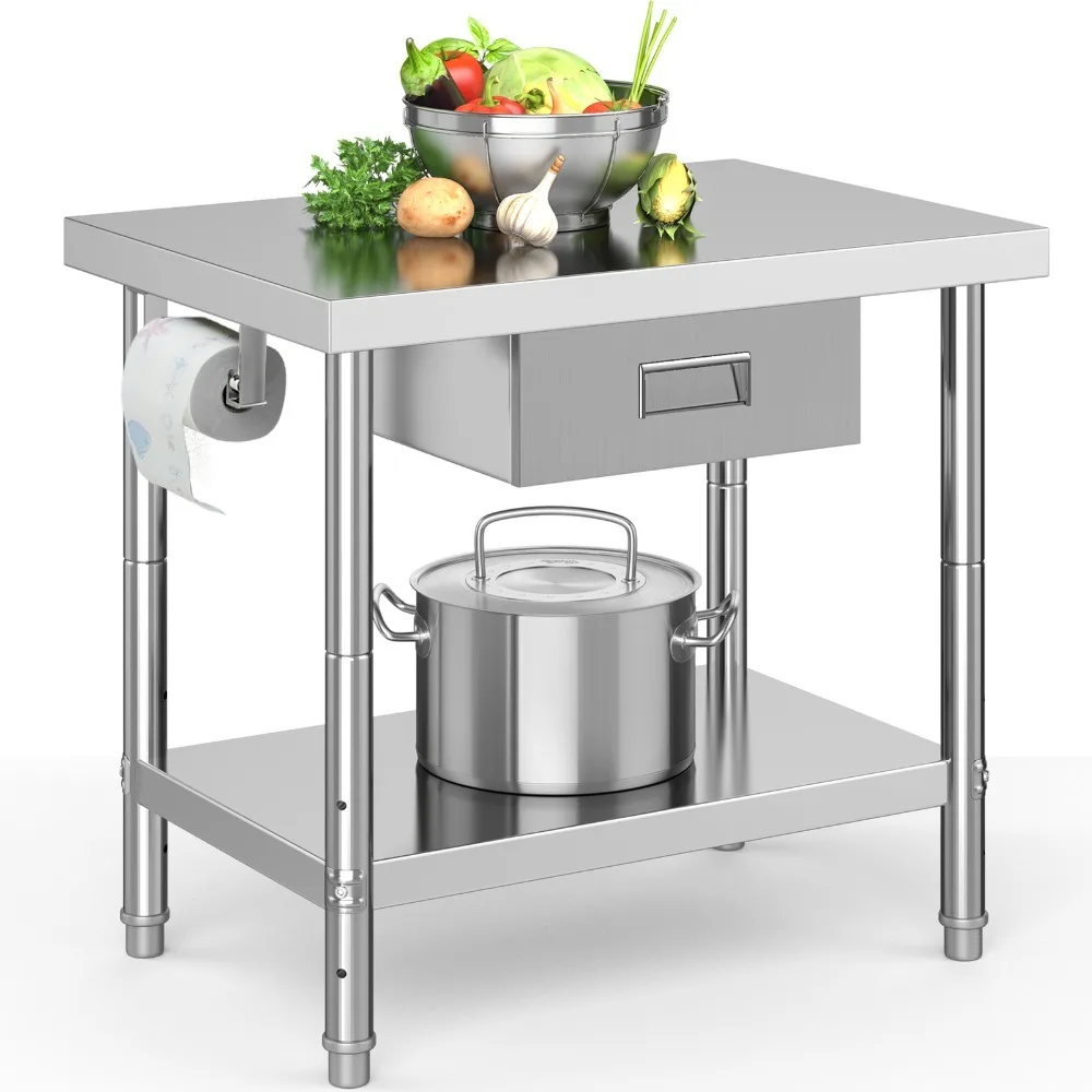 

Стол из нержавеющей стали 36 × 24 дюйма с держателем для бумажных полотенец и ящиком для домашней кухни