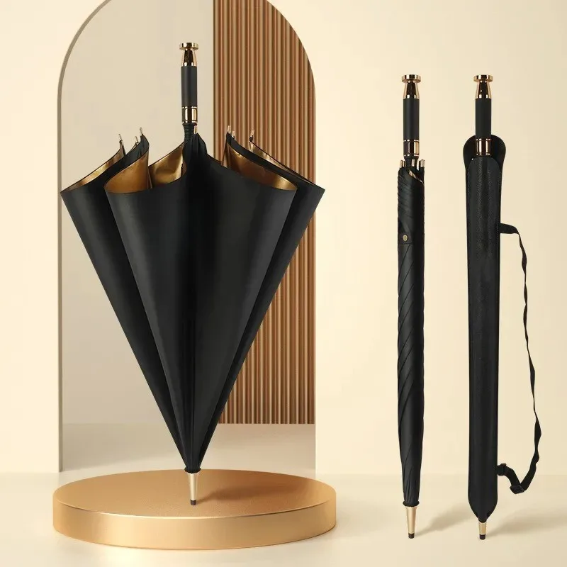 

Gold Glue Golden Handle Long Handle Umbrella For Bentley Volvo Tesla Chevrolet Luxury Car Logo Business Advertising Umbrella