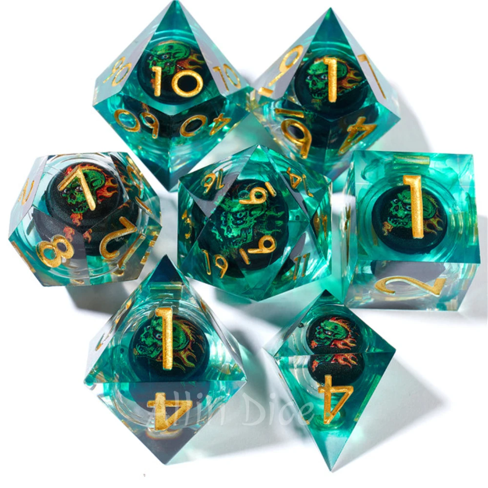 7PCS Dragon Dice set DND Resin Dice Set Tiger Cat Dice Sharp Edge D&D Dice with Gift Bag for Dungeons and Dragon Dice Game