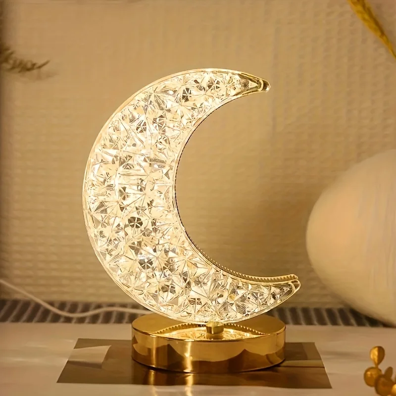 

Moon Shape Touch Table Lamp 3-Color Desk Lamps Cute Atmosphere LED Lamp Nightstand Lamps For Bedroom Nursery Living Room Office