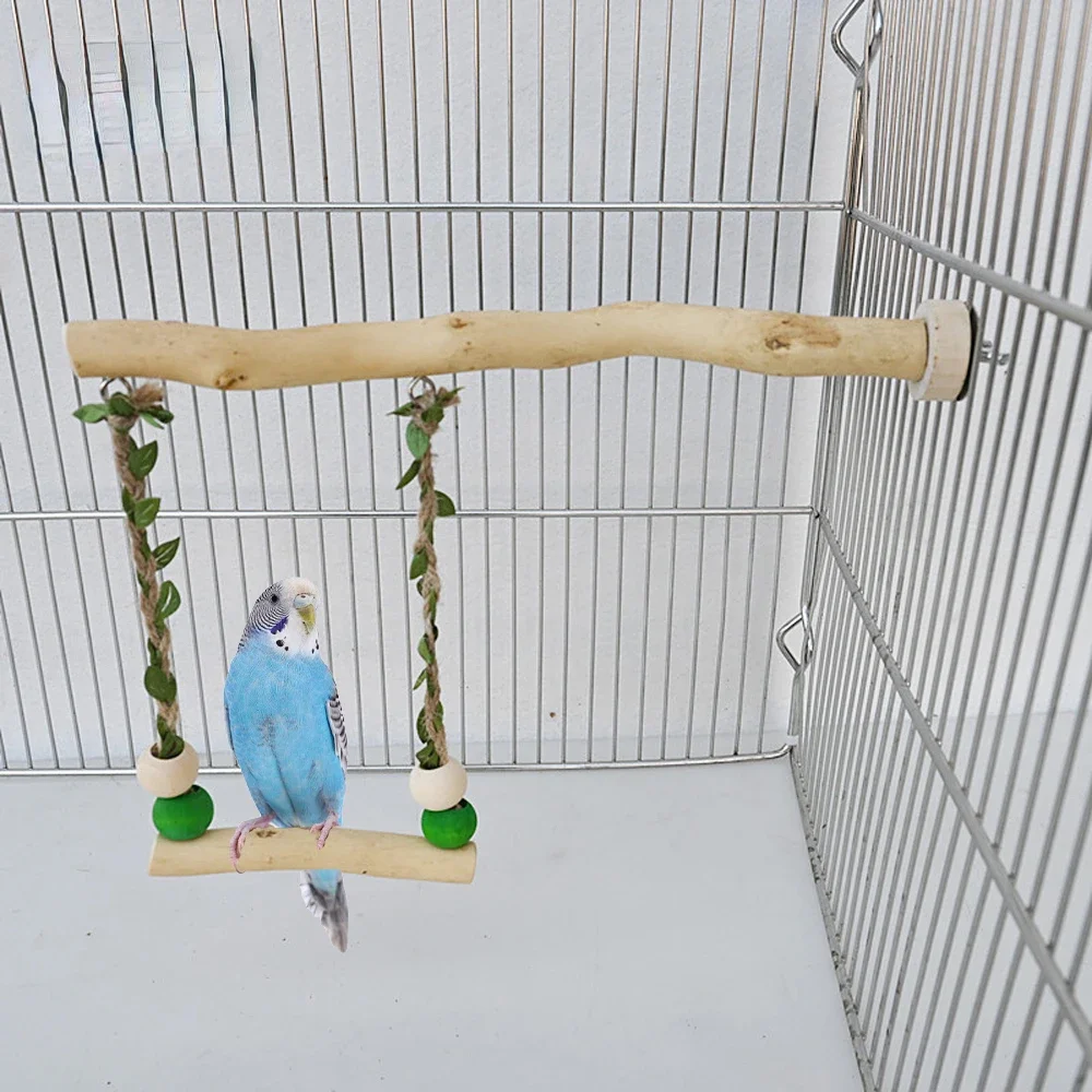 Poteau de support de perroquet en bois, jouet pivotant à Double couche pour oiseau, peau de tigre, griffe de meulage de bec, accessoires de Cage à oiseaux