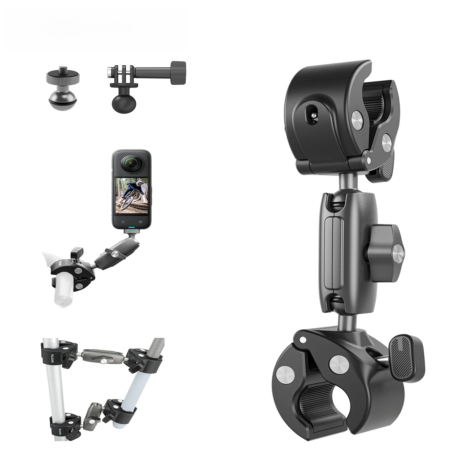 AliExpress TELESIN Motorcycle Bicycle Camera Holder Invisible Selfie Stick Handlebar Mount for Insta360 RS X2 X3 GoPro 12 11 10  Accessory